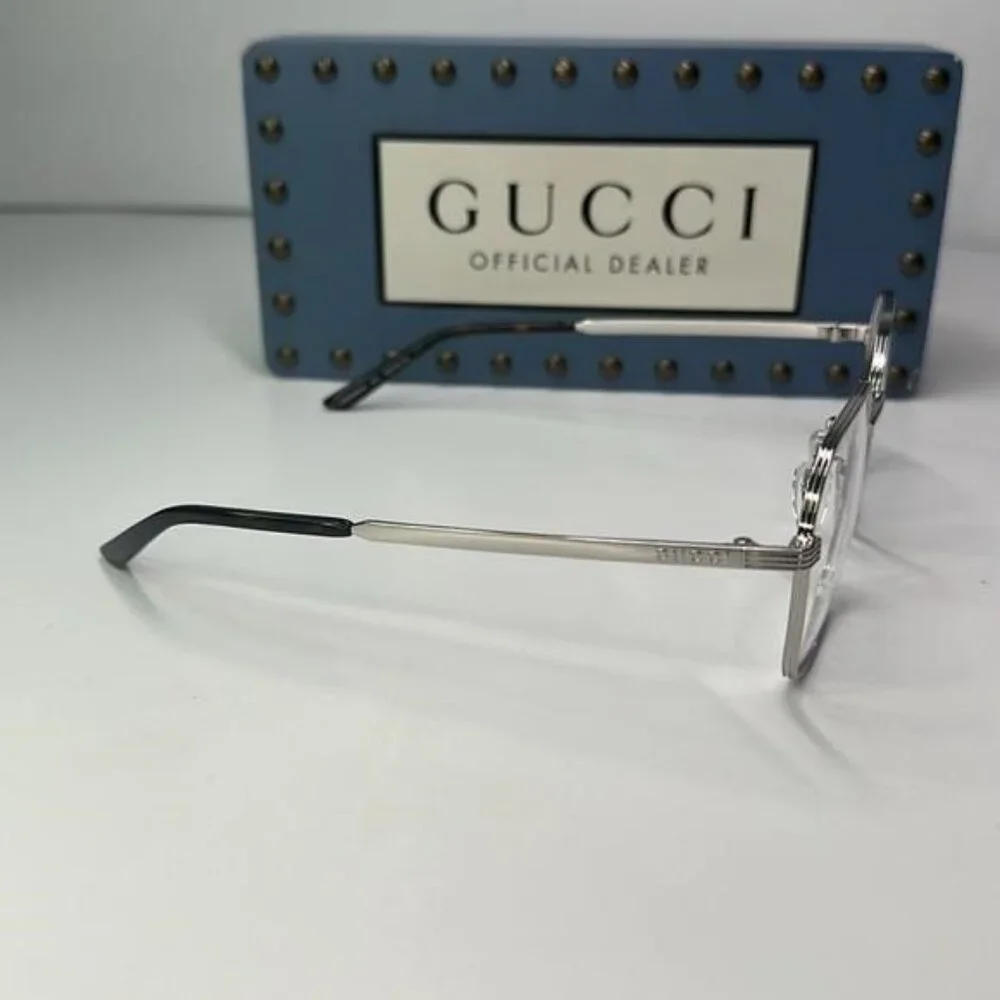 Gucci GG0946OA Square Metal Eyeglasses – Full Rim Frame for Men